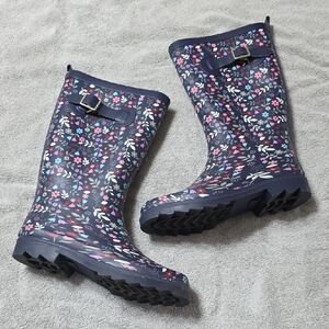 Floral Patterned Women's Rain Boots